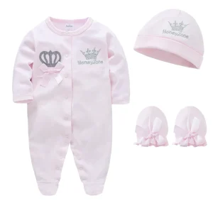 Barboteuse bebe avec bonnet et gants