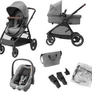 Poussette 3 en 1 Maxi-Cosi Zelia S – Compacte et Inclinable, Gris