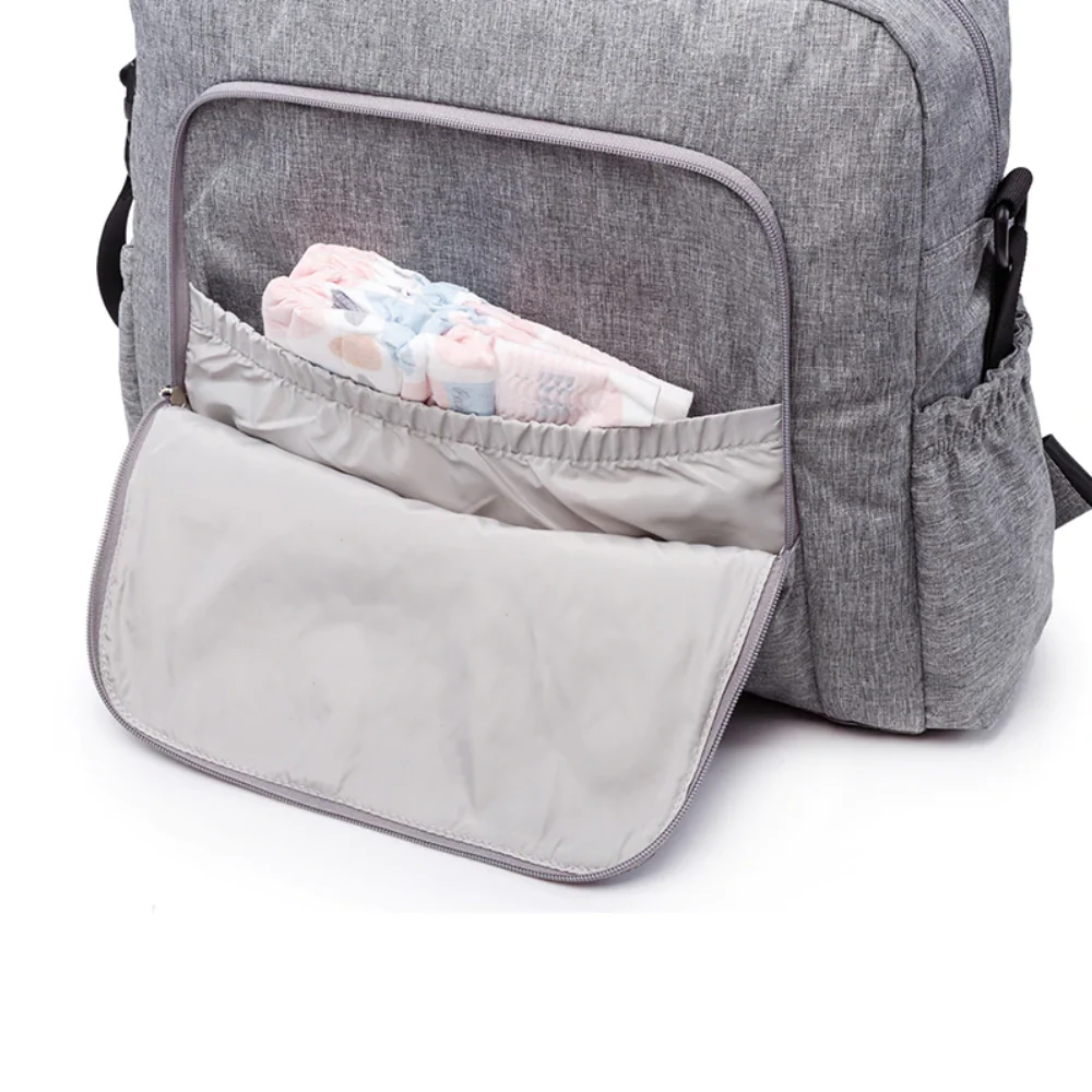 Sac à langer jumeaux grande capacité (gris souris) – Image 3