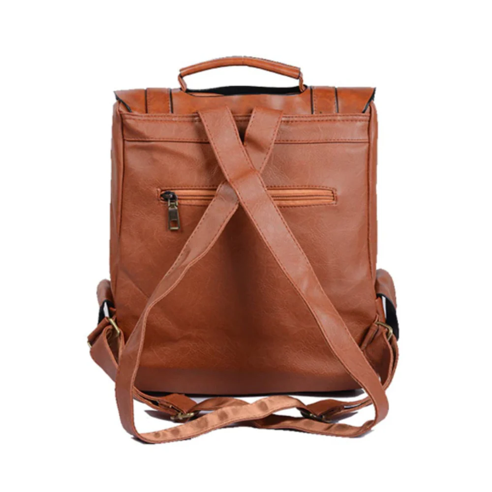 Sac à langer vintage cuir vegan (marron) – Image 3