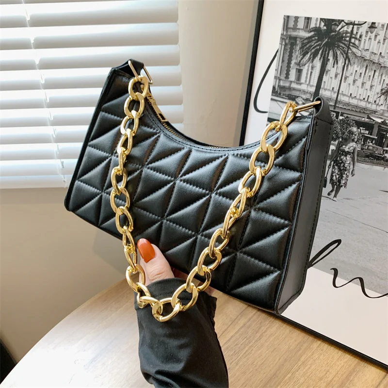 Sac a Main Noir Chaine Doré - Elia