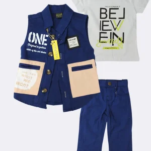 Ensemble 3 pièces : Gilet + Tee-shirt + pantalon - Garçon
