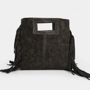 Sac frange rectangle - bandouillère Chocolat